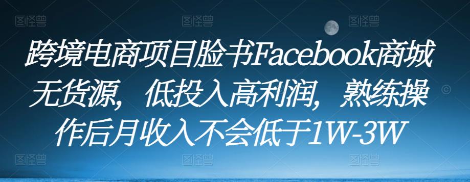 ‘跨境电商项目脸书FACEBOOK商城无货源，低投入高利润，熟练操作后月收入不会低于1W-3W’的缩略图